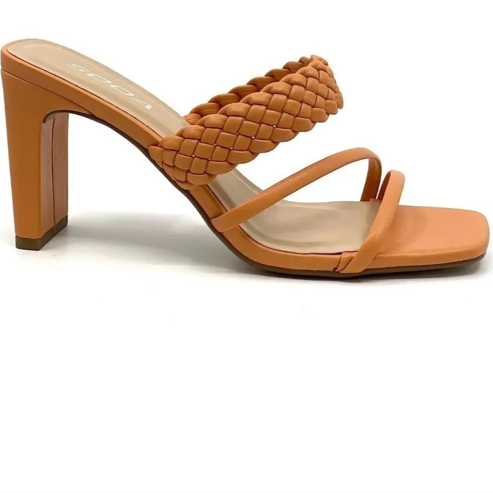 New Women's Braided Heeled Mules Square Toe Block Heel Sandals Carmen By — image 5 of 8